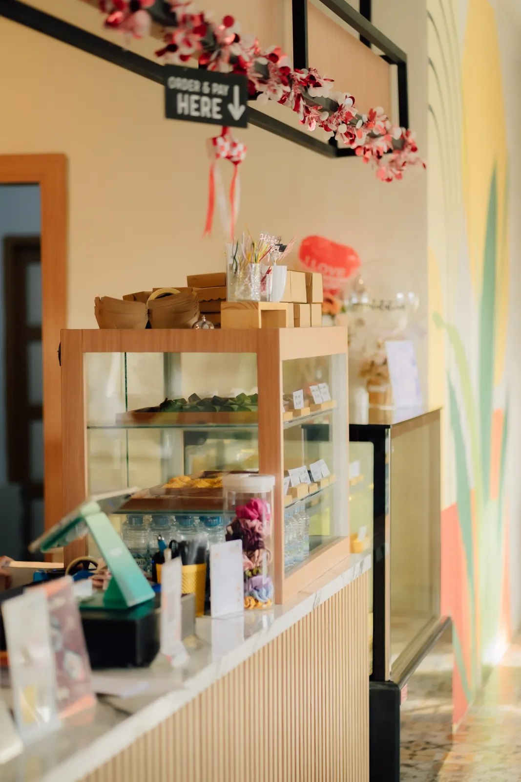 Pastry case at the counter