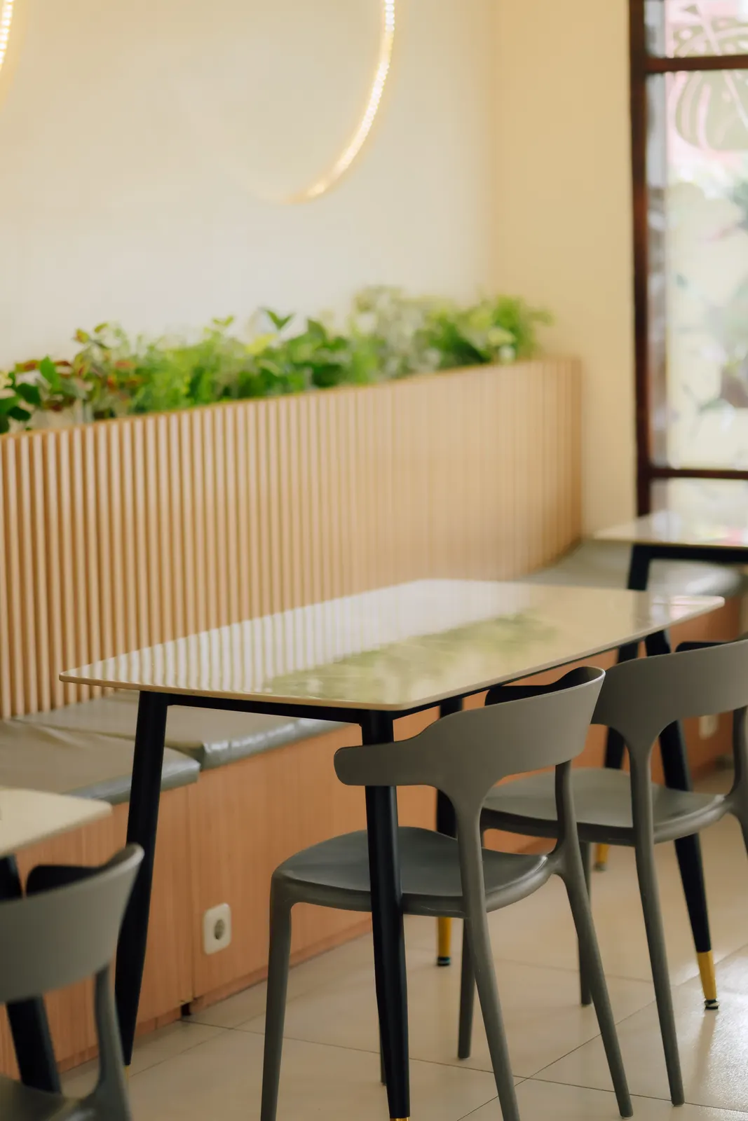 Window bench with planters